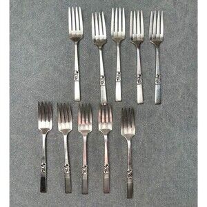 Oneida Community Morning Star Salad Forks Set of 10 Vintage 1948 Flatware